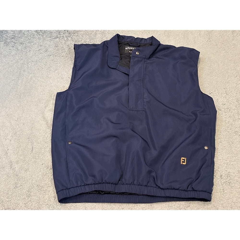 FootJoy DryJoys Mens Large Navy Blue Golf Vest Quarter Snap Pullover CA28544
